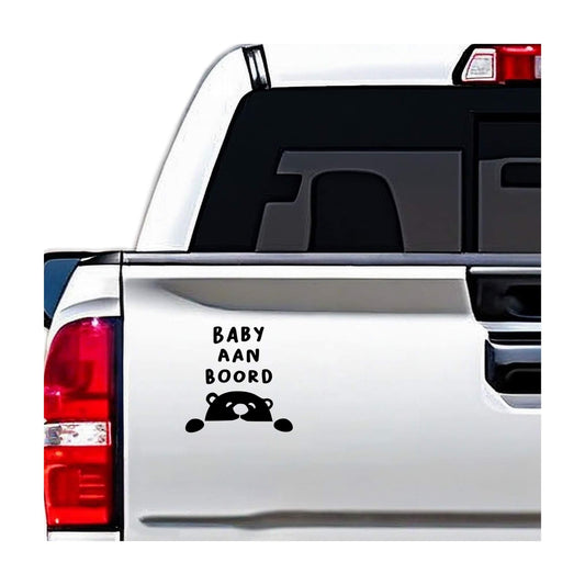 Grappige beer raamsticker zwart vinyl, decoratieve auto graphic.