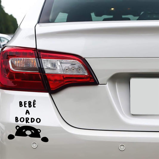 Vinil decorativo urso curioso, gráfico preto para para-choque.