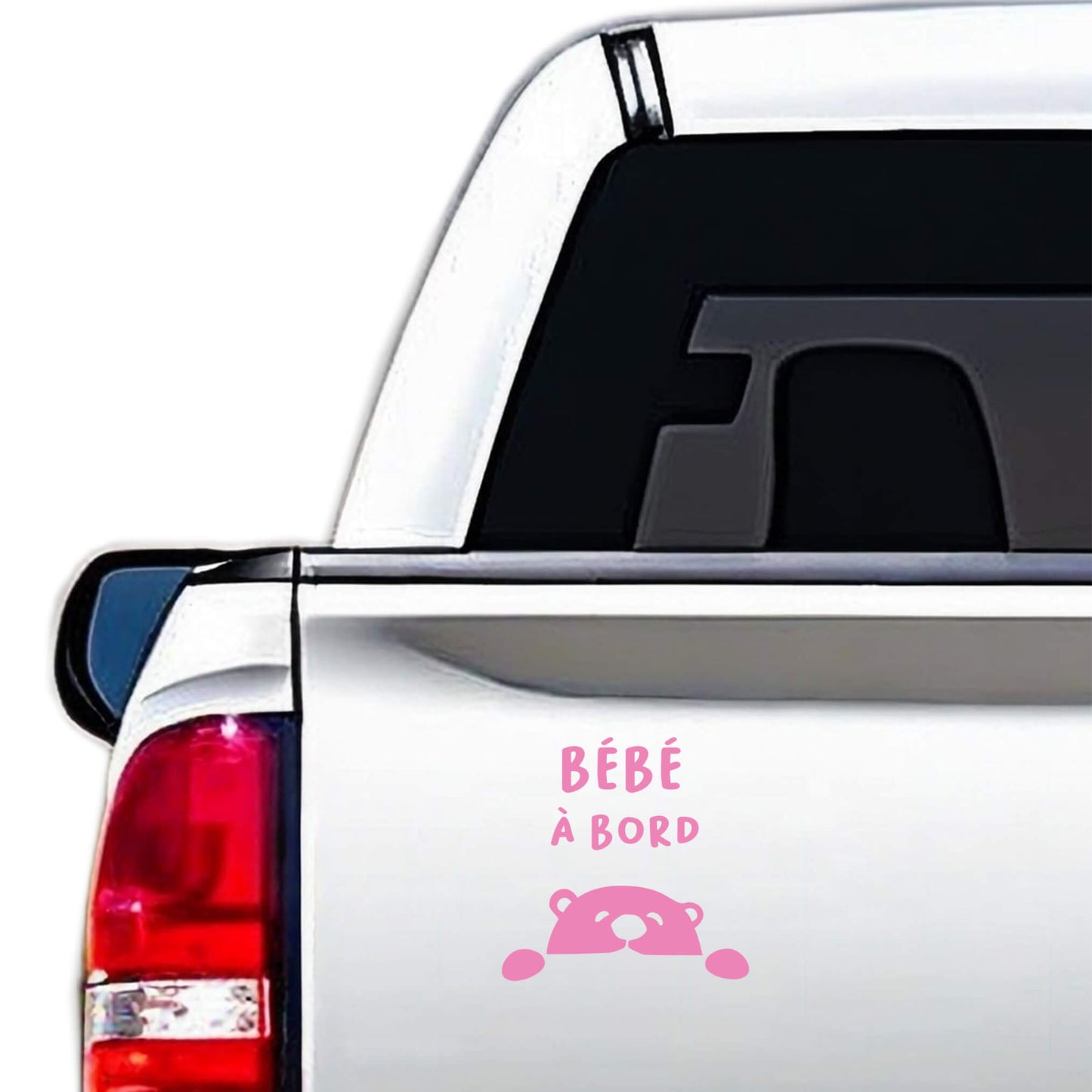 Ours bébé rose autocollant, accessoire de puériculture et cadeau parents.