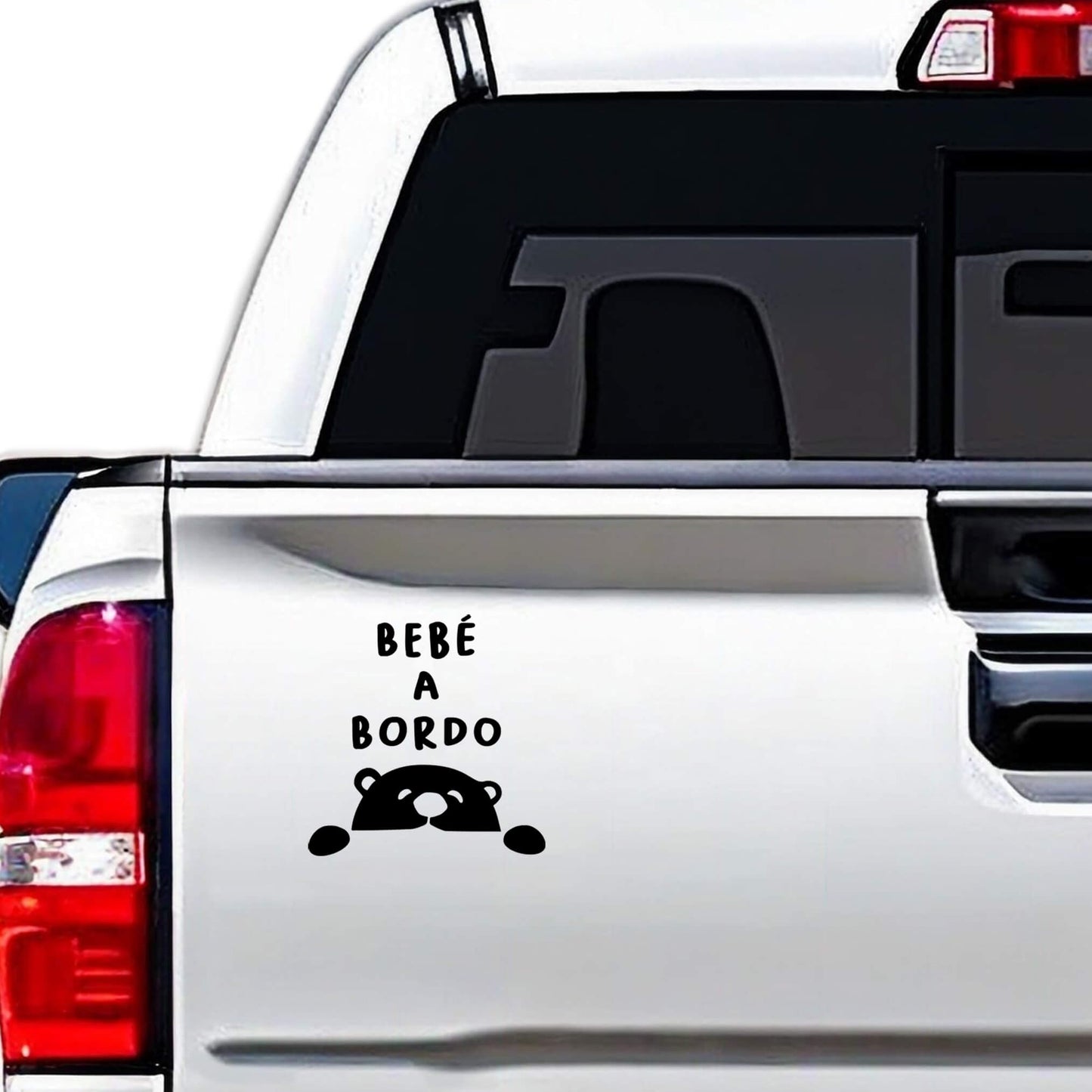 Vinilo de oso asomado decorativo, gráfico negro para parachoques.