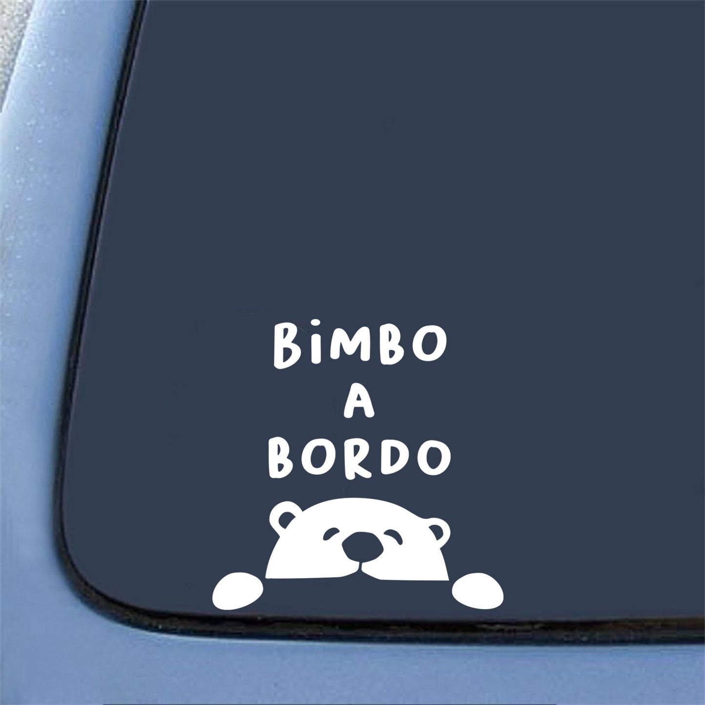 Adesivo Bebè a bordo orsetto bianco, segnale di sicurezza per finestrino.