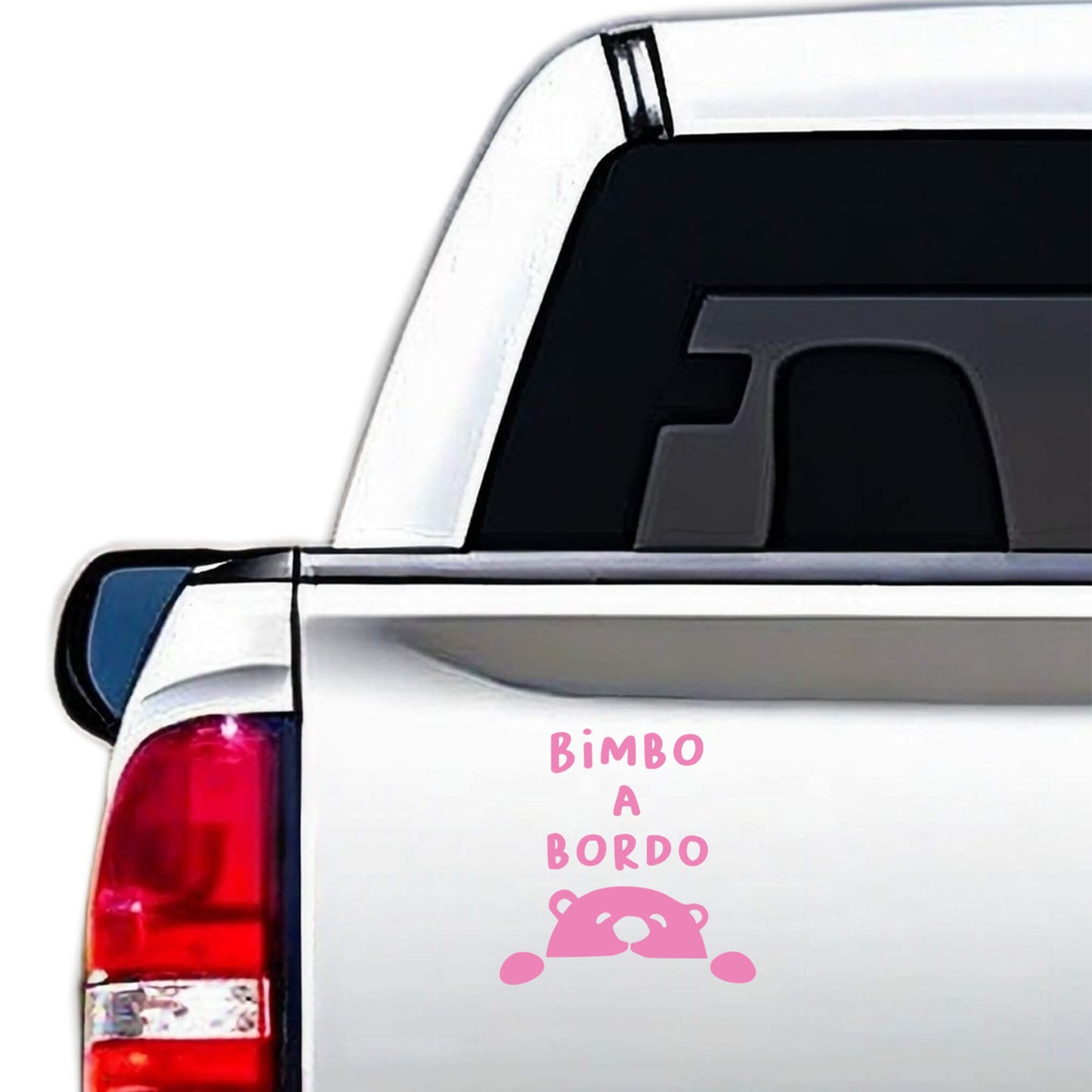 Orsetto baby a bordo rosa, accessorio decorativo per auto dei genitori.